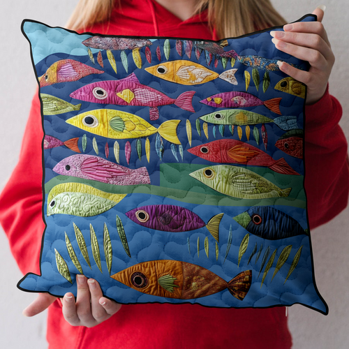 Fishy Fun Quilted Pillow Case NCU0DK6984