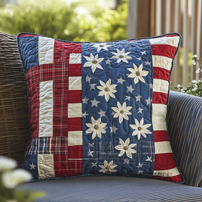 Flag Inspired Patchwork Quilted Pillow Case NCU0PT7698