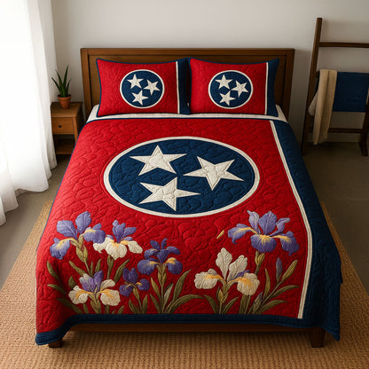 Flag of Flowers 3-Piece Quilted Bedding Set NCU0PT6234