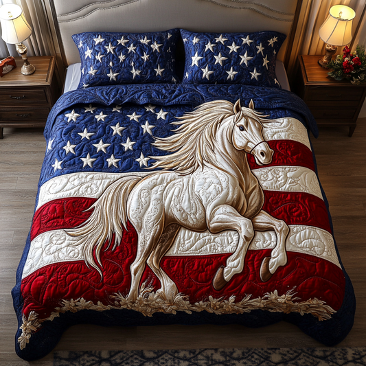 Flagged Steed 3-Piece Quilted Bedding Set NCU0VH4216