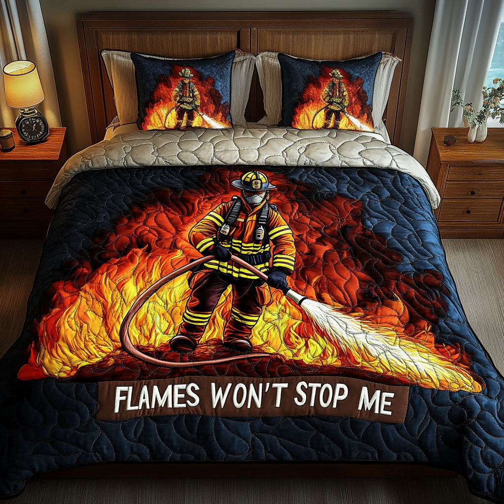 Flame Fighter 3-Piece Quilted Bedding Set NCU0NT2955