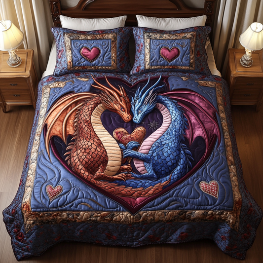 Flame of Love 3-Piece Quilted Bedding Set NCU0DV2349