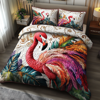 Flamingo Glow 3-Piece Quilted Bedding Set NCU0DV5881