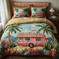 Flamingo Hangout 3-Piece Quilted Bedding Set NCU0DV6128