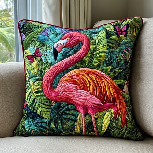 Flamingo Beach Quilted Pillow Case NCU0DK8295