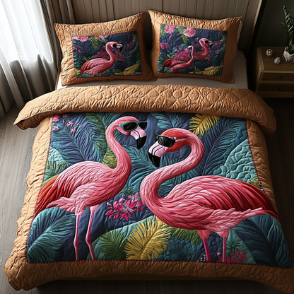 Flamingo Bliss 3-Piece Quilted Bedding Set NCU0DV3054