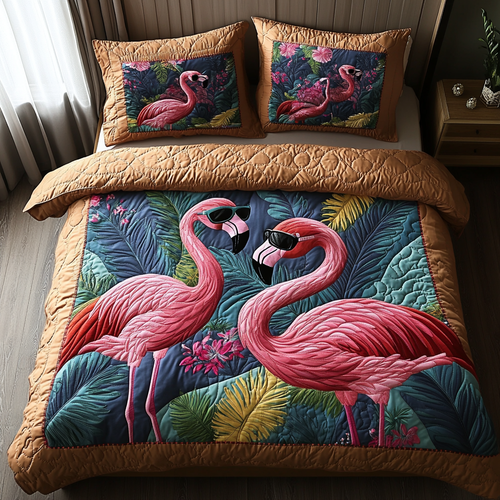 Flamingo Bliss 3-Piece Quilted Bedding Set NCU0DV3054