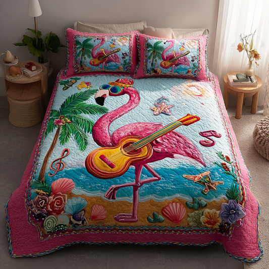 Flamingo Breeze 3-Piece Quilted Bedding Set NCU0DK8383