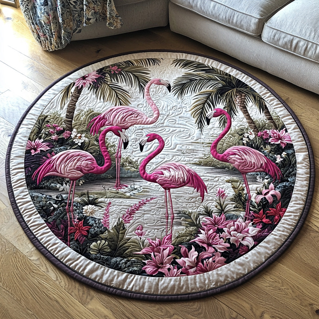 Flamingo Chill Quilted Round Mat NCU0DV6284