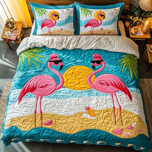 Flamingo Dream 3-Piece Quilted Bedding Set NCU0DK6733