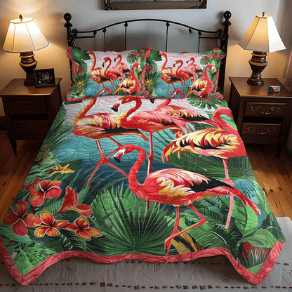 Flamingo Dreams 3-Piece Quilted Bedding Set NCU0TL780