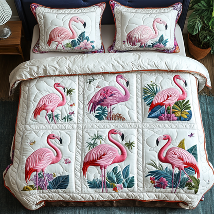 Flamingo Dreams 3-Piece Quilted Bedding Set NCU0VH5590