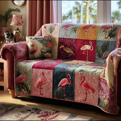 Flamingo Dreams Quilted Sofa Cover NCU0DV9008