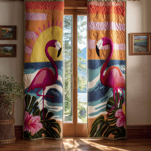 Flamingo Dusk Quilted Curtains NCU0PT10118