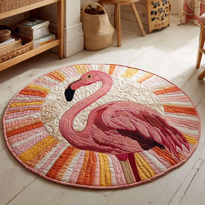 Flamingo Garden Delight Quilted Round Mat NCU0HH430