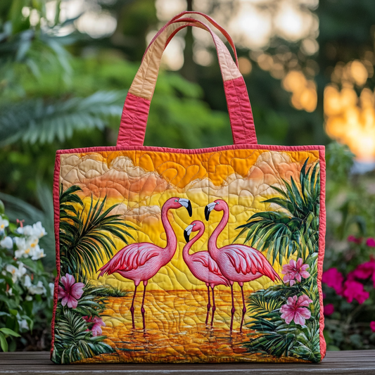 Flamingo Garden Quilted Tote Bag NCU0DK9077