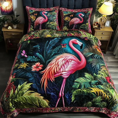 Flamingo Glow 3-Piece Quilted Bedding Set NCU0DK6739
