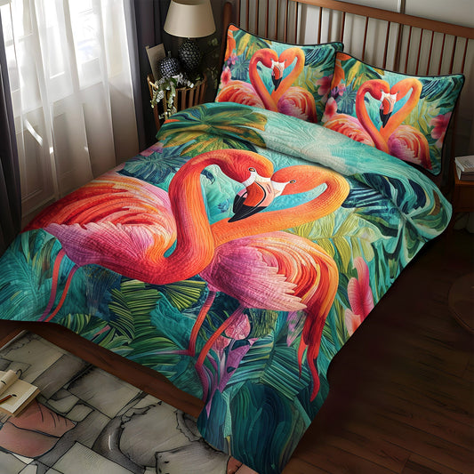 Flamingo Glow 3-Piece Quilted Bedding Set NCU0TL887