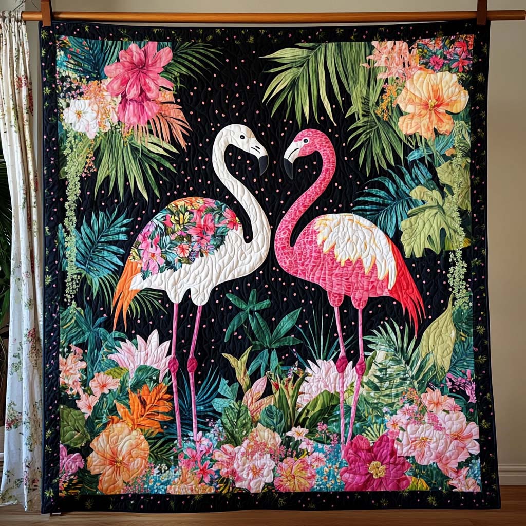 Flamingo Grace Quilted Blanket NCU0NT318