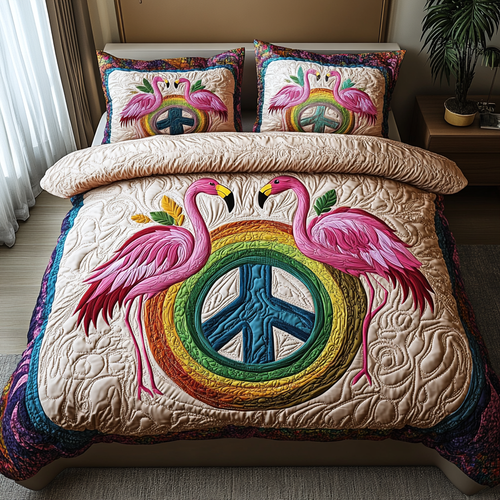 Flamingo Groove 3-Piece Quilted Bedding Set NCU0DV5994