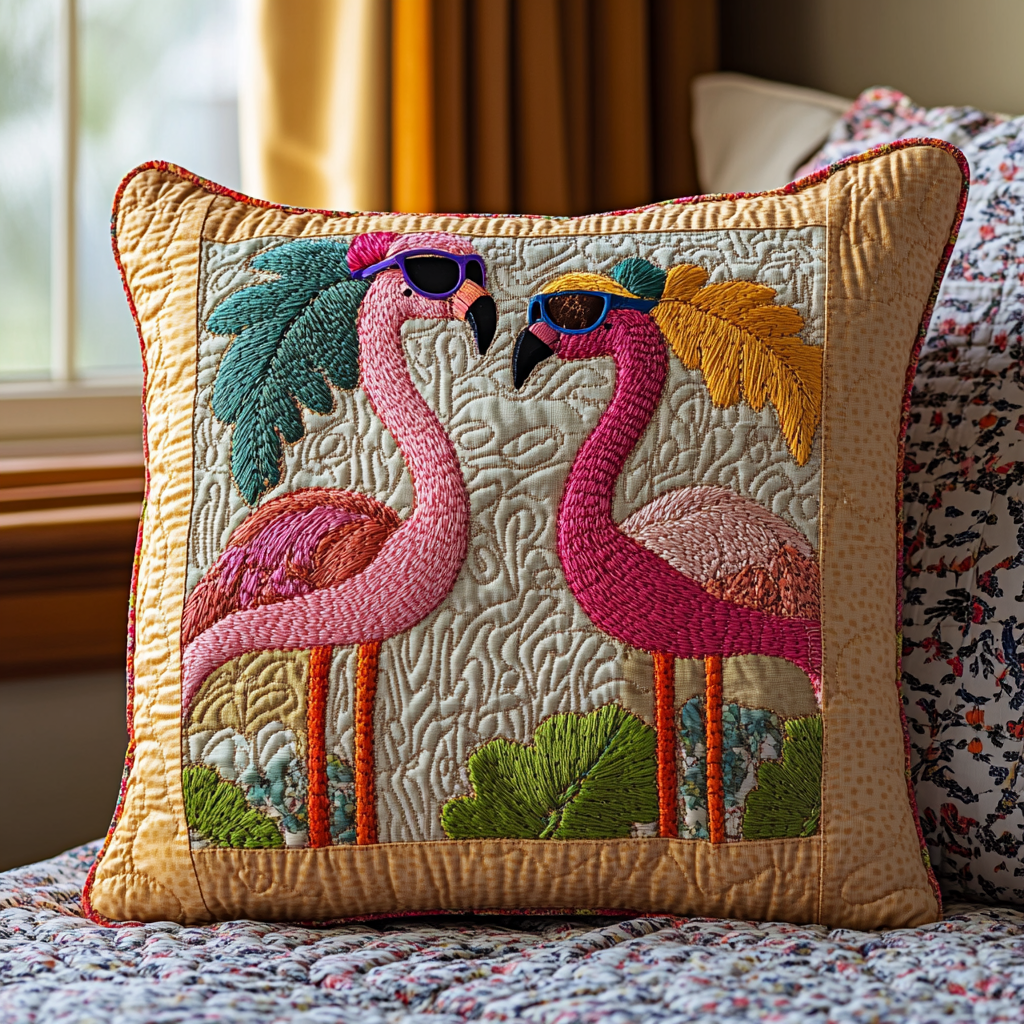Flamingo Groove Quilted Pillow Case NCU0DV6078