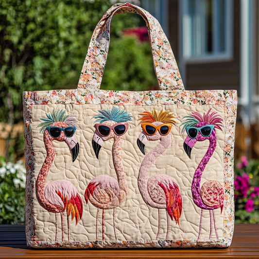 Flamingo Groove Quilted Tote Bag NCU0DK9066