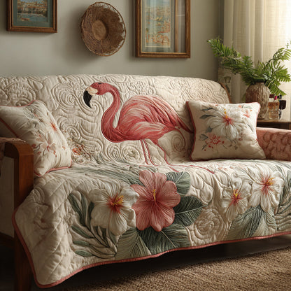 Flamingo Haven Quilted Sofa Cover NCU0DV9002
