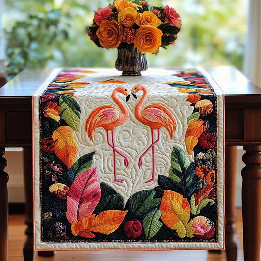 Flamingo Heart Quilted Table Runner NCU0NT4895
