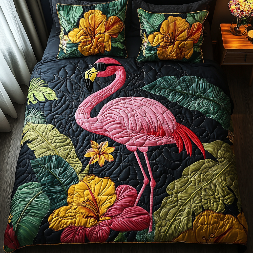 Flamingo Horizon 3-Piece Quilted Bedding Set NCU0DV3056