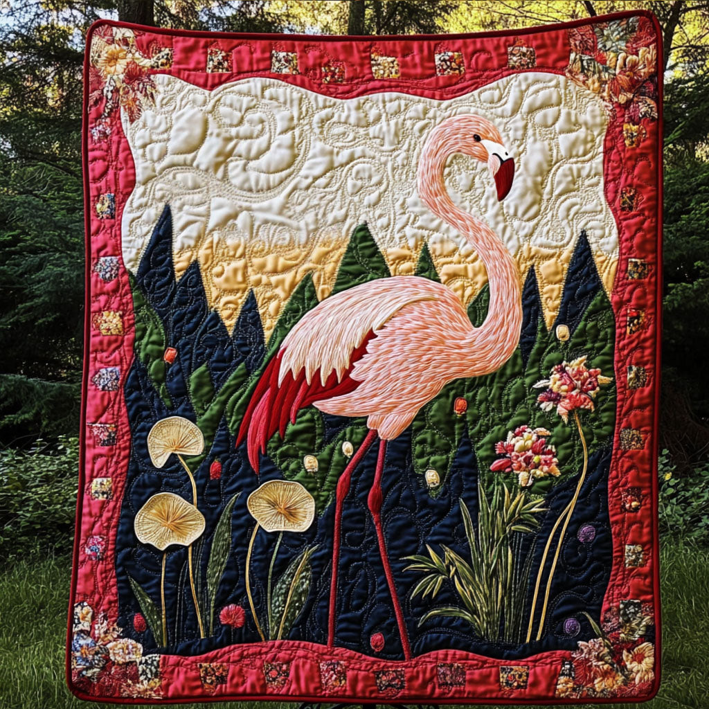 Flamingo Jungle Escape Quilted Blanket NCU0NT4116