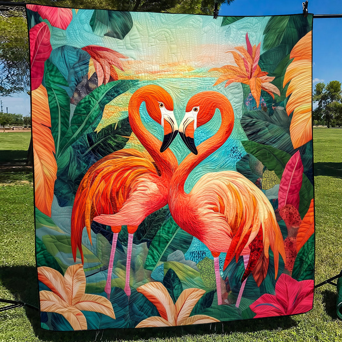 Flamingo Love Quilted Blanket NCU0TL855