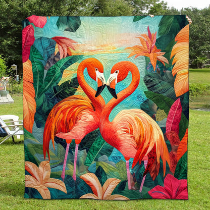 Flamingo Love Quilted Blanket NCU0TL855