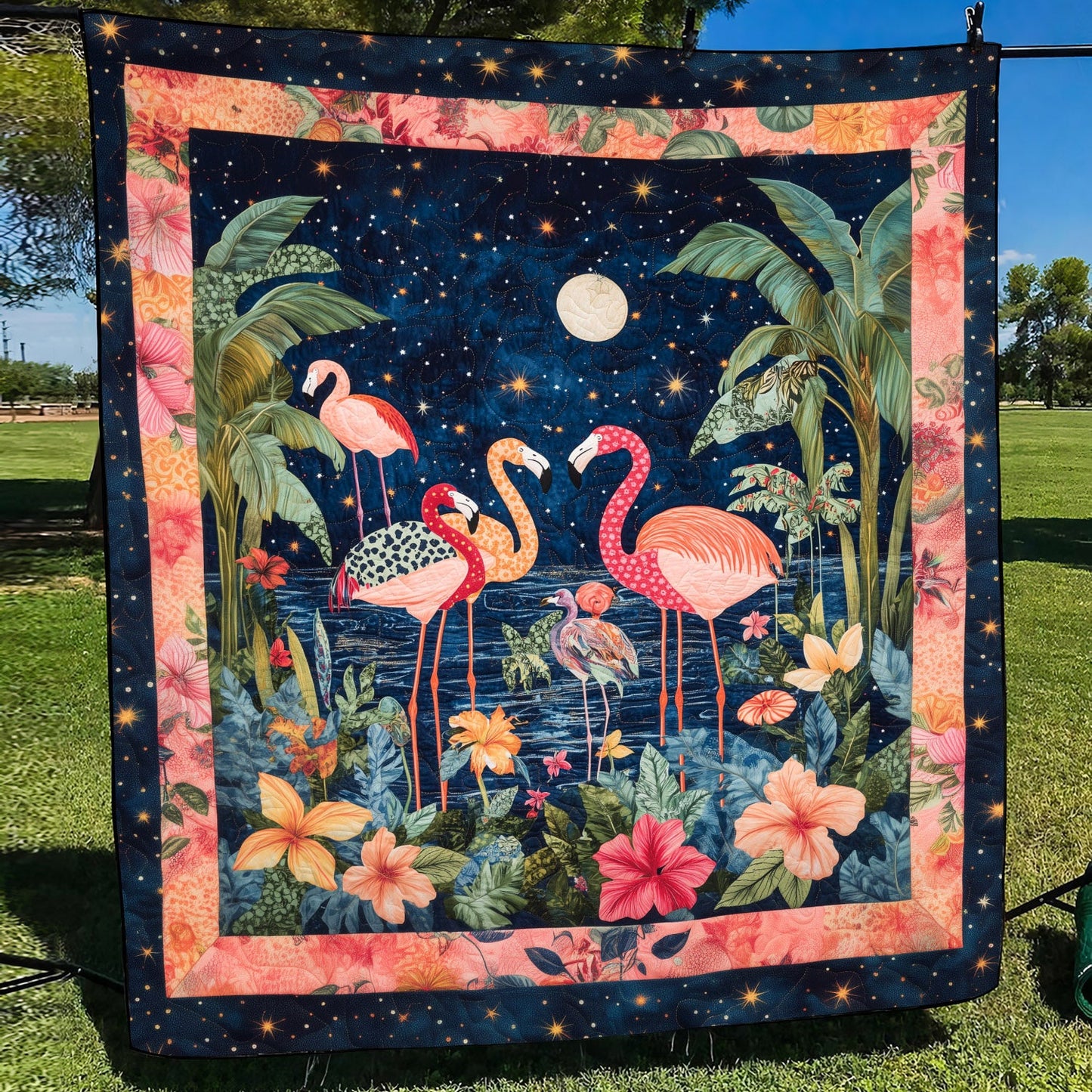 Flamingo Night Quilted Blanket NCU0TH1398