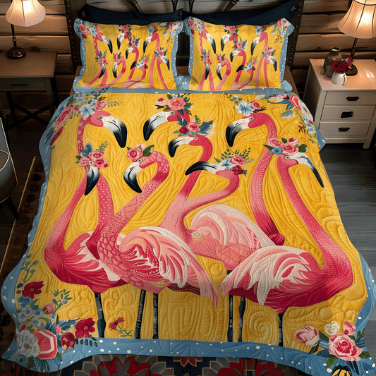 Flamingo Oasis 3-Piece Quilted Bedding Set NCU0TL778