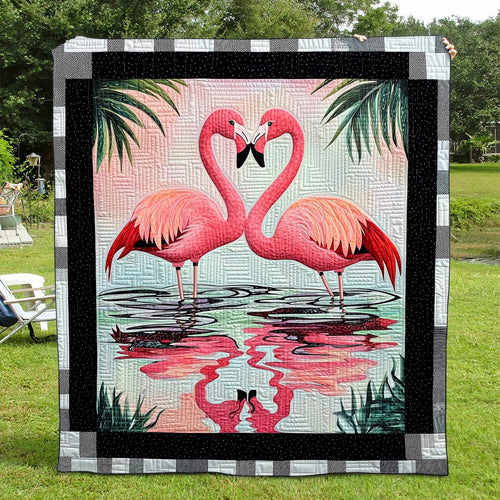 Flamingo Parade Quilted Blanket NCU0TL865