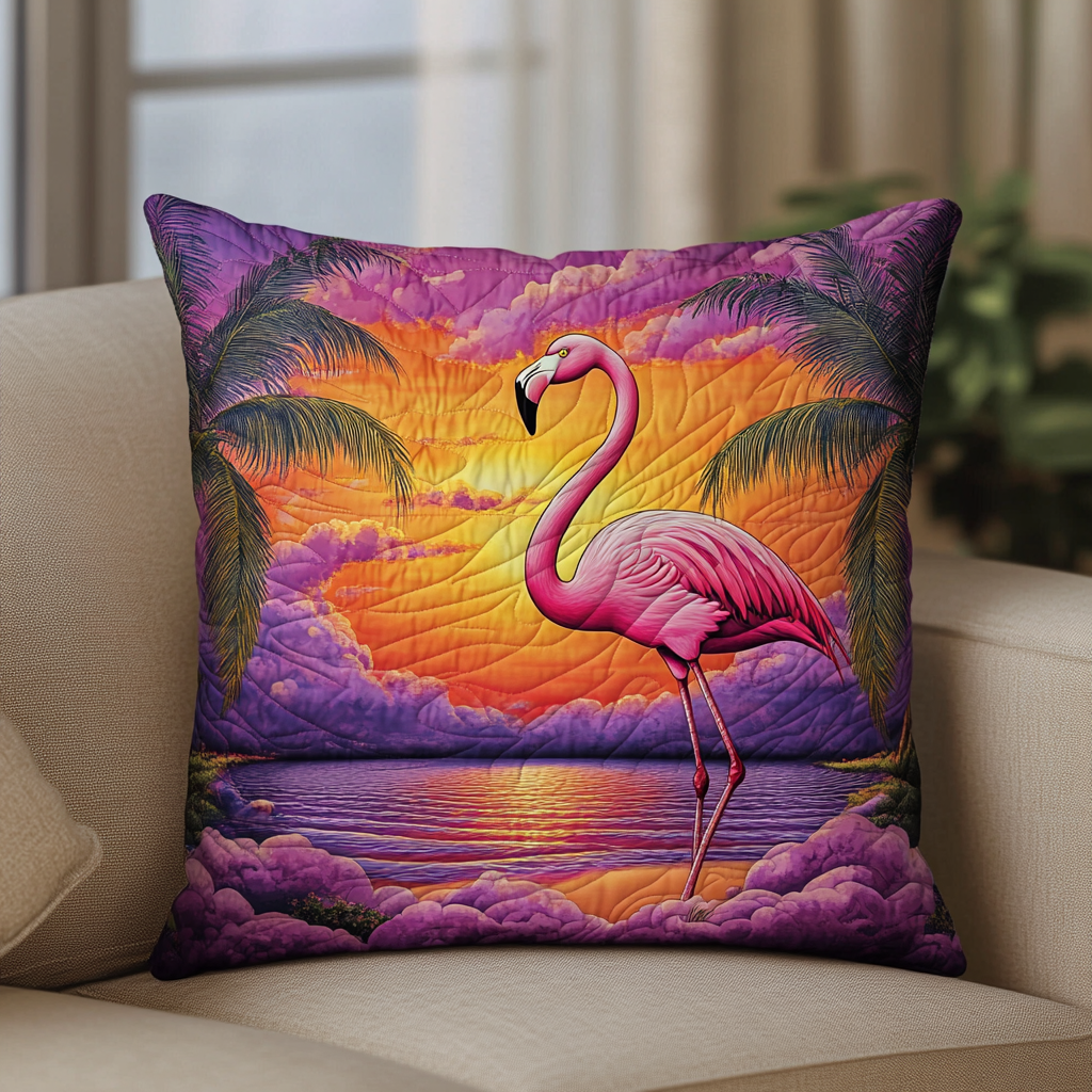 Flamingo Paradise Quilted Pillow Case NCU0DK8291