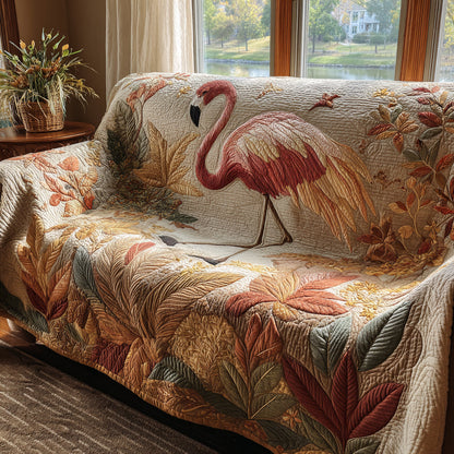 Flamingo Paradise Quilted Sofa Cover NCU0DV9006