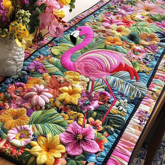 Flamingo Paradise Quilted Table Runner NCU0NT4928