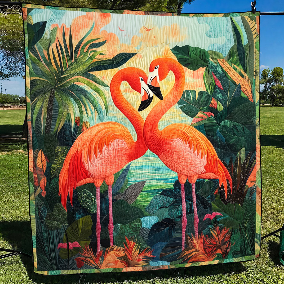 Flamingo Party Quilted Blanket NCU0TL851