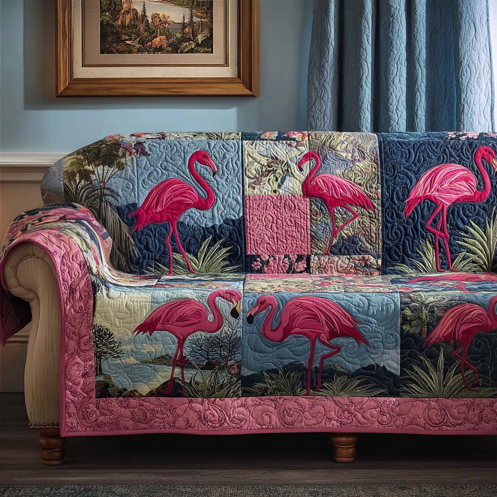 Flamingo Patch Quilted Sofa Cover NCU0NT10883