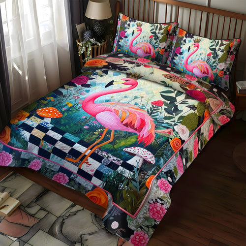 Flamingo Radiance 3-Piece Quilted Bedding Set NCU0TL895