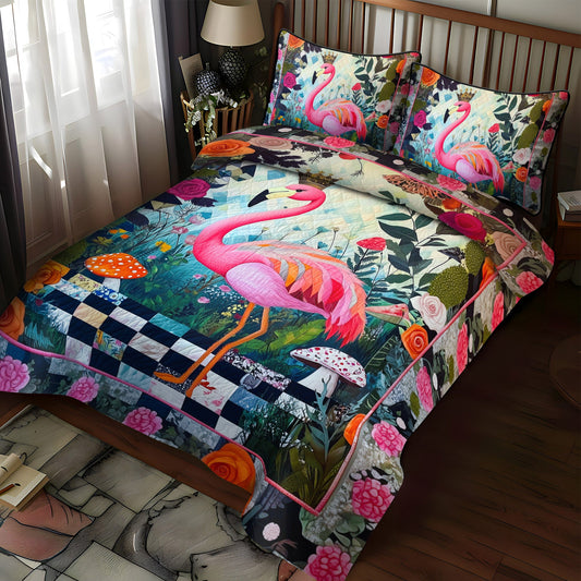Flamingo Radiance 3-Piece Quilted Bedding Set NCU0TL895