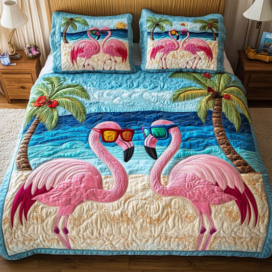 Flamingo Romance 3-Piece Quilted Bedding Set NCU0NT5306