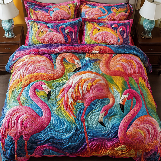 Flamingo Shore 3-Piece Quilted Bedding Set NCU0VH5598