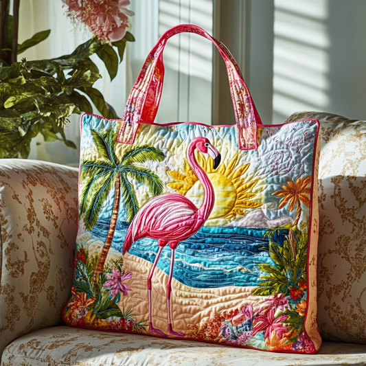Flamingo Shore Quilted Tote Bag NCU0VL2647