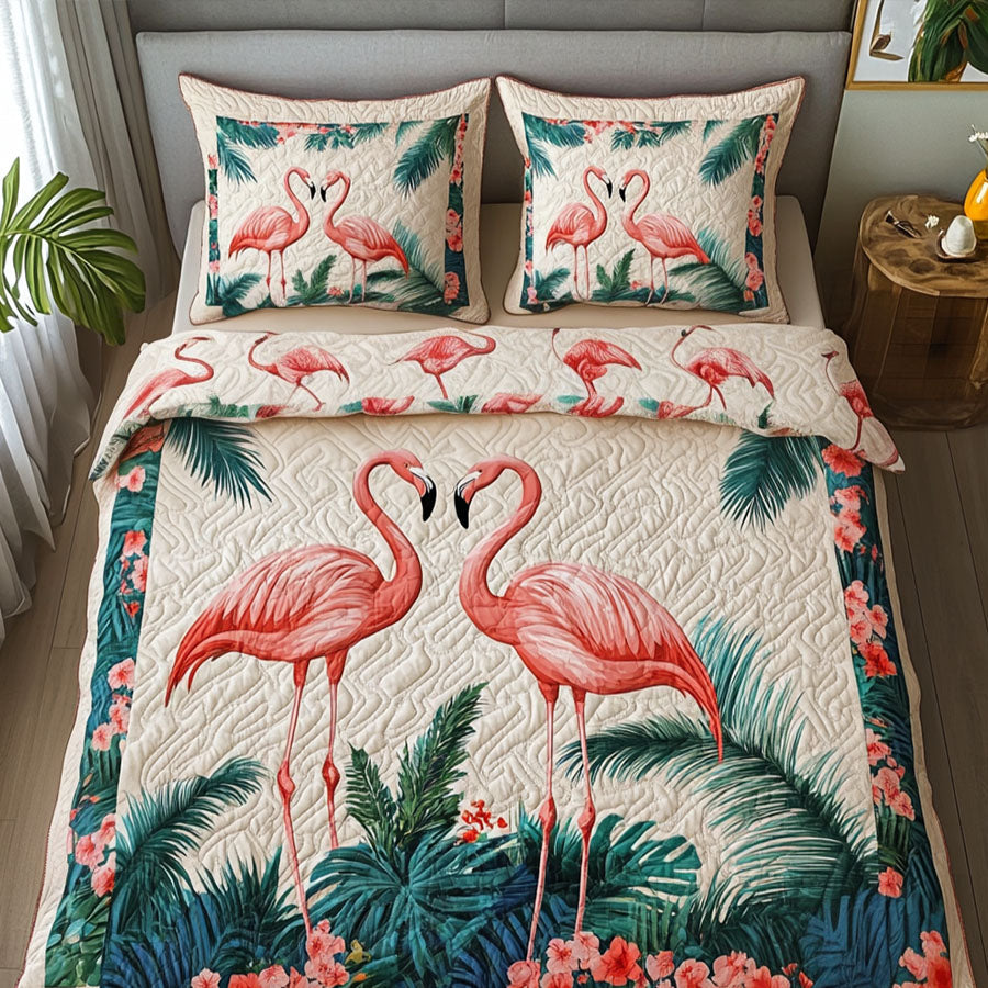 Flamingo Sleigh 3-Piece Quilted Bedding Set NCU0PT2681