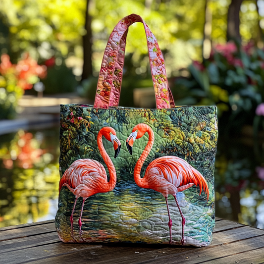 Flamingo Smile Quilted Tote Bag NCU0DK9079