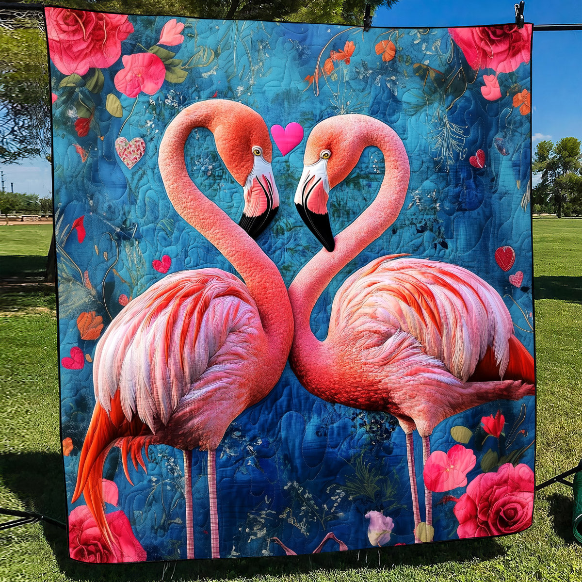 Flamingo Soiree Quilted Blanket NCU0TL873