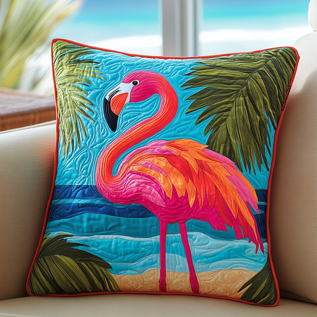 Flamingo Sunset Quilted Pillow Case NCU0DK8293