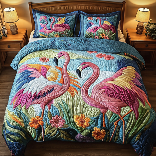 Flamingo Tango 3-Piece Quilted Bedding Set NCU0VH5600
